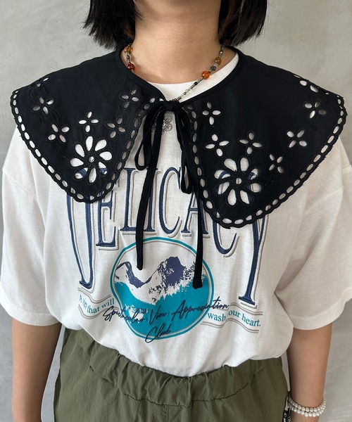 kutir(クティール)の「フラワー刺繍付け襟(付け襟・レディース・ブラック/ホワイト・FREE)」の14枚目の写真