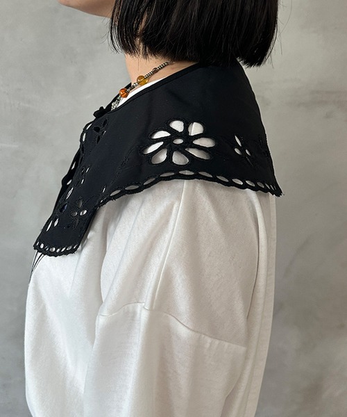 kutir(クティール)の「フラワー刺繍付け襟(付け襟・レディース・ブラック/ホワイト・FREE)」の15枚目の写真