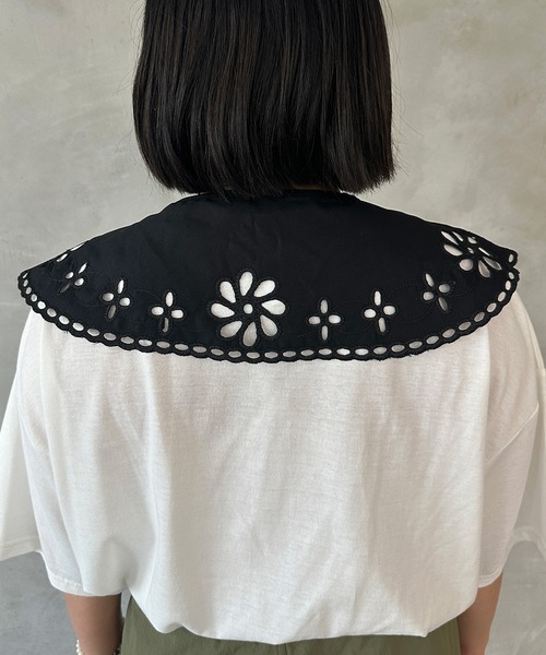 kutir(クティール)の「フラワー刺繍付け襟(付け襟・レディース・ブラック/ホワイト・FREE)」の16枚目の写真