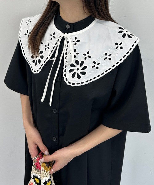 kutir(クティール)の「フラワー刺繍付け襟(付け襟・レディース・ブラック/ホワイト・FREE)」の18枚目の写真