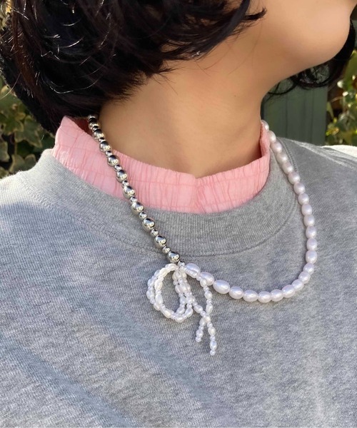 Casselini（キャセリーニ）の「Casselini(キャセリーニ)淡水パールリボンネックレス（ネックレス・レディース・ゴールド/シルバー・FREE）」の10枚目の写真