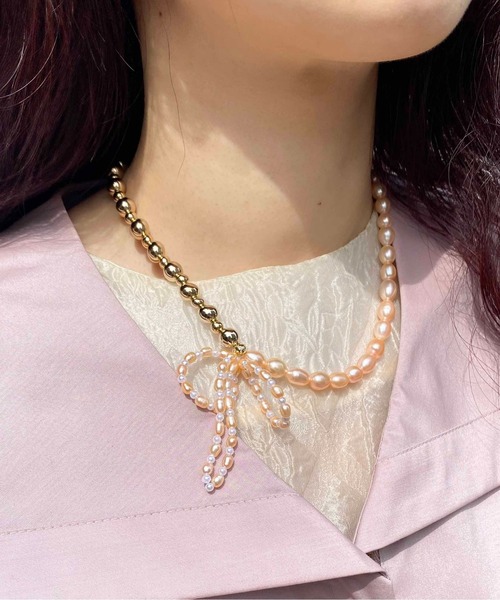 Casselini（キャセリーニ）の「Casselini(キャセリーニ)淡水パールリボンネックレス（ネックレス・レディース・ゴールド/シルバー・FREE）」の18枚目の写真