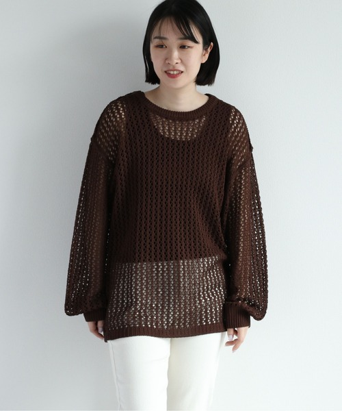 cepo（セポ）の「ドットメッシュ リンキングニット（ニット/セーター・レディース・イエロー/オフホワイト/ダークブラウン・M）」の3枚目の写真