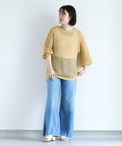 cepo（セポ）の「ドットメッシュ リンキングニット（ニット/セーター・レディース・イエロー/オフホワイト/ダークブラウン・M）」の10枚目の写真