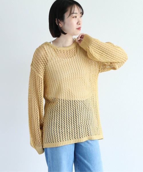 cepo（セポ）の「ドットメッシュ リンキングニット（ニット/セーター・レディース・イエロー/オフホワイト/ダークブラウン・M）」の5枚目の写真