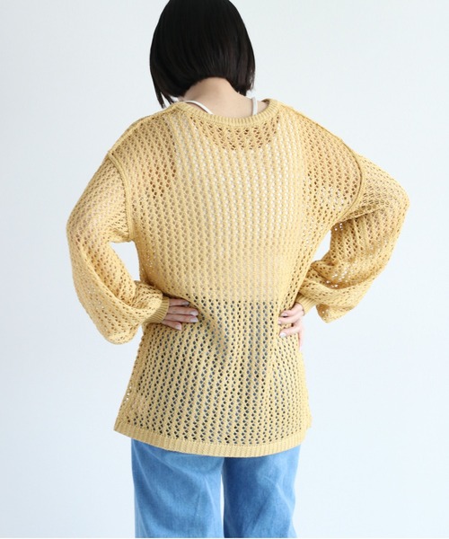 cepo（セポ）の「ドットメッシュ リンキングニット（ニット/セーター・レディース・イエロー/オフホワイト/ダークブラウン・M）」の8枚目の写真