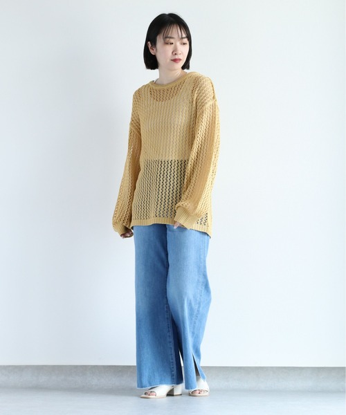 cepo（セポ）の「ドットメッシュ リンキングニット（ニット/セーター・レディース・イエロー/オフホワイト/ダークブラウン・M）」の11枚目の写真