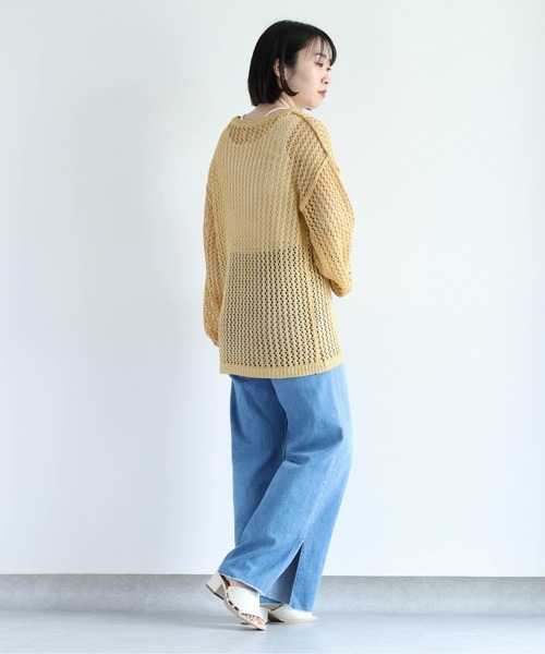 cepo（セポ）の「ドットメッシュ リンキングニット（ニット/セーター・レディース・イエロー/オフホワイト/ダークブラウン・M）」の13枚目の写真