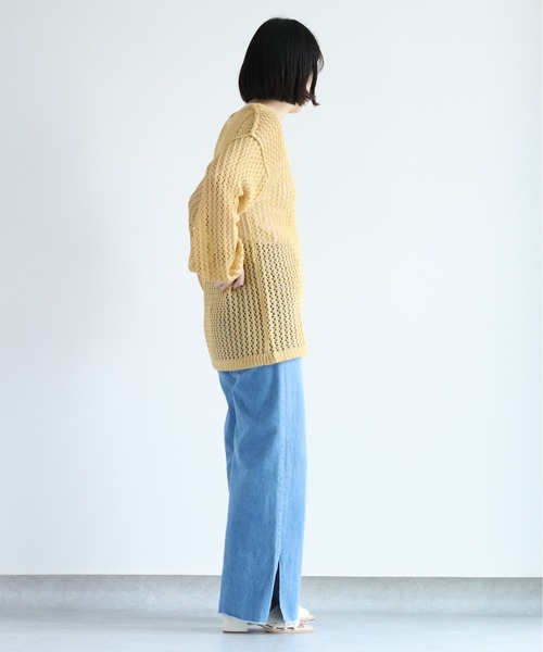 cepo（セポ）の「ドットメッシュ リンキングニット（ニット/セーター・レディース・イエロー/オフホワイト/ダークブラウン・M）」の12枚目の写真