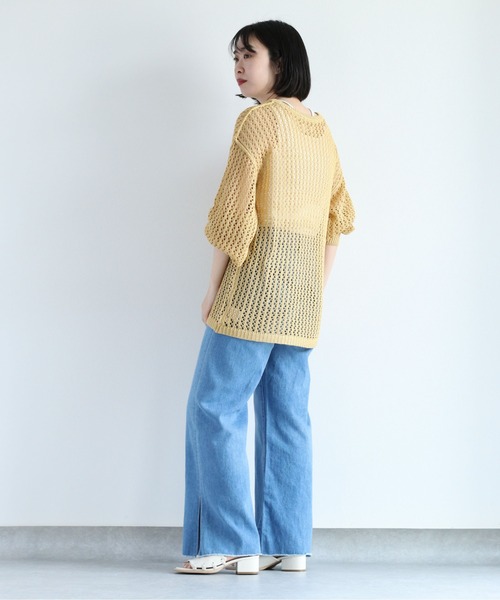 cepo（セポ）の「ドットメッシュ リンキングニット（ニット/セーター・レディース・イエロー/オフホワイト/ダークブラウン・M）」の14枚目の写真