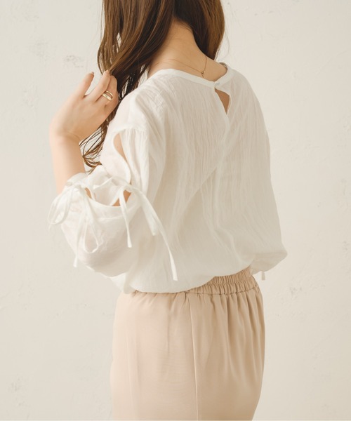 Ambre Neige（アンブルネージュ）の「2wayリボンブラウス／【WEB/EC限定商品】（シャツ/ブラウス・レディース・アイボリー/ピンク・FREE）」の4枚目の写真