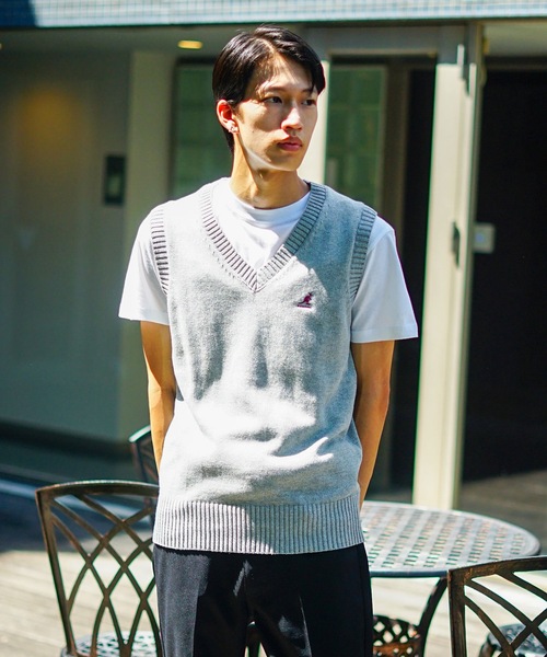 KANGOL(カンゴール)の「【KANGOL/カンゴール】スクールベスト 制服 高校生 中学生 JK DK ユニセックス コットン100% ロゴ刺繍 ワンポイント(ベスト・メンズ・ベージュ/ネイビー/グレー/ブラック・MEDIUM/LARGE)」の3枚目の写真