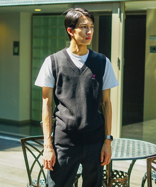 KANGOL(カンゴール)の「【KANGOL/カンゴール】スクールベスト 制服 高校生 中学生 JK DK ユニセックス コットン100% ロゴ刺繍 ワンポイント(ベスト・メンズ・ベージュ/ネイビー/グレー/ブラック・MEDIUM/LARGE)」の8枚目の写真