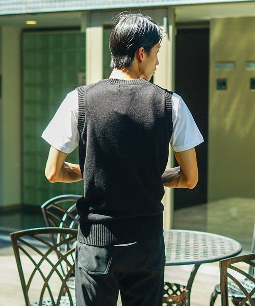 KANGOL(カンゴール)の「【KANGOL/カンゴール】スクールベスト 制服 高校生 中学生 JK DK ユニセックス コットン100% ロゴ刺繍 ワンポイント(ベスト・メンズ・ベージュ/ネイビー/グレー/ブラック・MEDIUM/LARGE)」の9枚目の写真