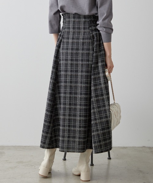 お値下げしました❤️ロングスカート★新品 セール】前後2WAY/ジップアップツィードロングスカート（スカート