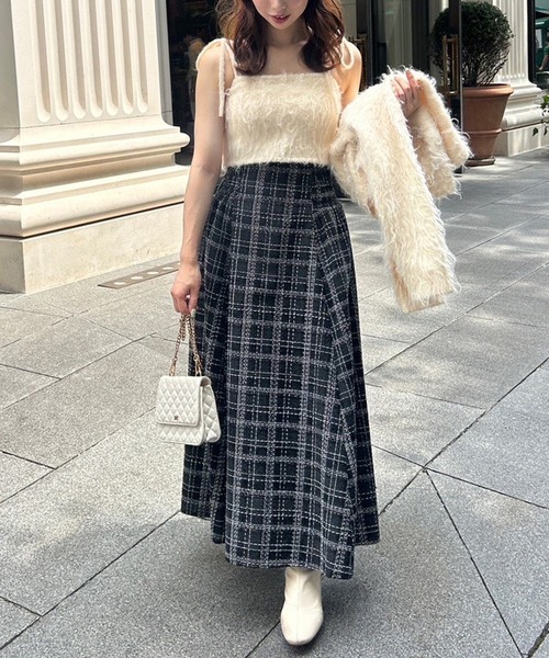セール】前後2WAY/ジップアップツィードロングスカート（スカート