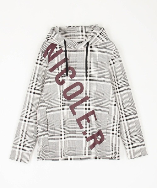 HIDEAWAYS NICOLE（ハイダウェイニコル）の「【WEB限定商品】ダンボールロゴプルオーバーパーカー（パーカー・メンズ・レッド/チェック/モカ/オフホワイト/ブラック・MEDIUM/LARGE/X-LARGE）」の6枚目の写真