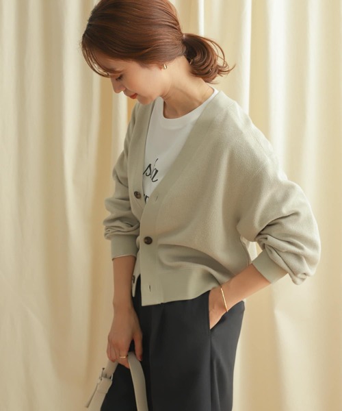 URBAN RESEARCH DOORS（アーバンリサーチドアーズ）の「『セットアップ対応』ブークレカットカーディガン（カーディガン/ボレロ・レディース・ライトベージュ/チャコールグレー・MEDIUM）」の5枚目の写真