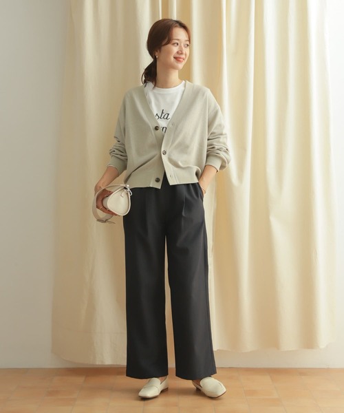 URBAN RESEARCH DOORS（アーバンリサーチドアーズ）の「『セットアップ対応』ブークレカットカーディガン（カーディガン/ボレロ・レディース・ライトベージュ/チャコールグレー・MEDIUM）」の6枚目の写真