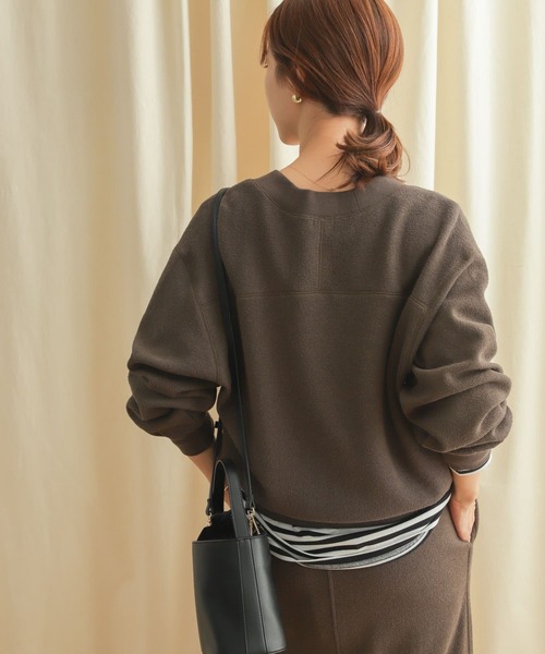 URBAN RESEARCH DOORS（アーバンリサーチドアーズ）の「『セットアップ対応』ブークレカットカーディガン（カーディガン/ボレロ・レディース・ライトベージュ/チャコールグレー・MEDIUM）」の15枚目の写真