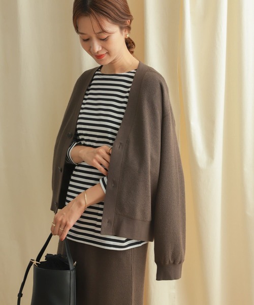 URBAN RESEARCH DOORS（アーバンリサーチドアーズ）の「『セットアップ対応』ブークレカットカーディガン（カーディガン/ボレロ・レディース・ライトベージュ/チャコールグレー・MEDIUM）」の17枚目の写真