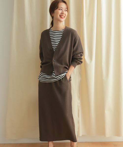 URBAN RESEARCH DOORS（アーバンリサーチドアーズ）の「『セットアップ対応』ブークレカットカーディガン（カーディガン/ボレロ・レディース・ライトベージュ/チャコールグレー・MEDIUM）」の19枚目の写真