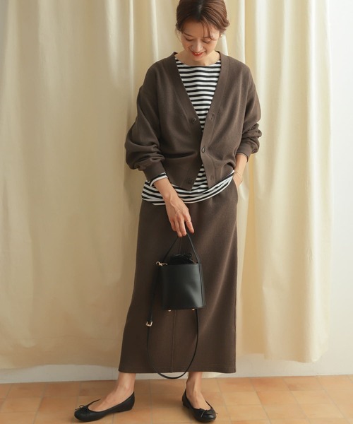 URBAN RESEARCH DOORS（アーバンリサーチドアーズ）の「『セットアップ対応』ブークレカットカーディガン（カーディガン/ボレロ・レディース・ライトベージュ/チャコールグレー・MEDIUM）」の20枚目の写真