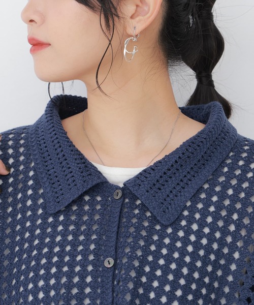 somari imagination（ソマリ イマジネーション）の「『透かし編みデザインニットカーディガン』（カーディガン/ボレロ・レディース・ホワイト/ネイビー・FREE）」の8枚目の写真