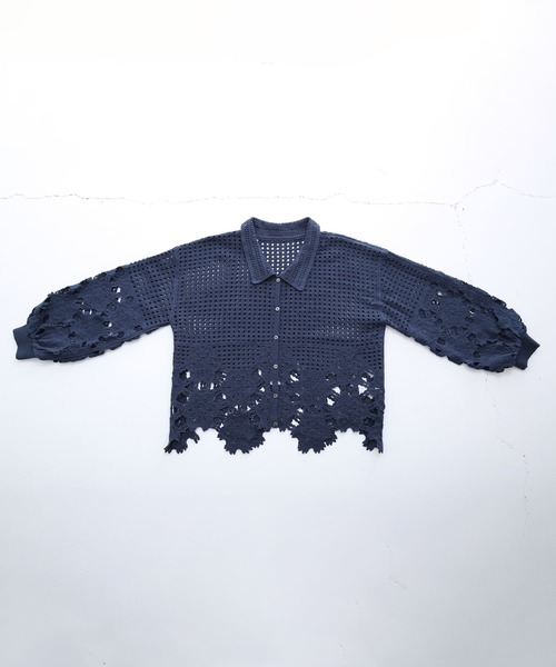 somari imagination（ソマリ イマジネーション）の「『透かし編みデザインニットカーディガン』（カーディガン/ボレロ・レディース・ホワイト/ネイビー・FREE）」の15枚目の写真