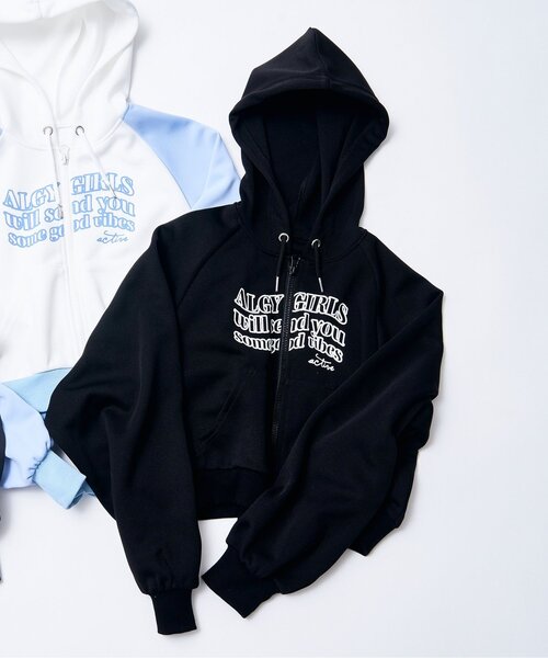 algy(アルジー)の「ラグランスリーブパーカー(パーカー・キッズ・ブラック/サックスブルー/オフホワイト・SMALL/XX-SMALL/X-SMALL/MEDIUM)」の1枚目の写真