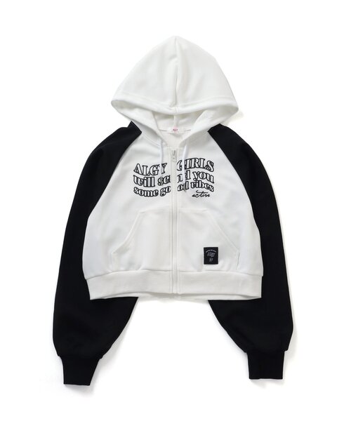 algy(アルジー)の「ラグランスリーブパーカー(パーカー・キッズ・ブラック/サックスブルー/オフホワイト・SMALL/XX-SMALL/X-SMALL/MEDIUM)」の9枚目の写真