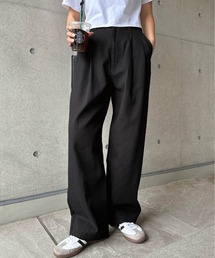 コットンツイルハイウエストタックパンツ