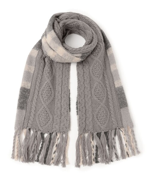 SHIPS（シップス）の「* ニット コンビ チェック ストール 23AW ◇（ストール/ショール・レディース・ベージュ/ダークグレー/ライトグレー/グリーン・ONE SIZE）」の10枚目の写真