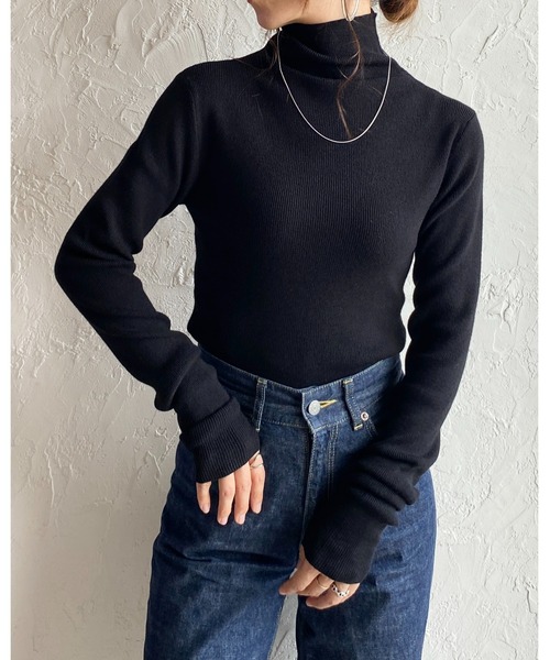 She's Closet(シーズクローゼット)の「ハイネックタイト長袖リブニットプルオーバートップス(ニット/セーター・レディース・ブラック×ホワイト/アイボリー/ブラック/ピンク/ブルー/グリーン/グレー/レッド/イエロー/ブルー系その他/ライトグレー/ブラウン/セージグリーン・FREE)」の17枚目の写真
