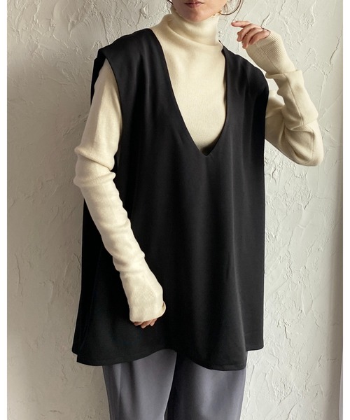 She's Closet(シーズクローゼット)の「ハイネックタイト長袖リブニットプルオーバートップス(ニット/セーター・レディース・ブラック×ホワイト/アイボリー/ブラック/ピンク/ブルー/グリーン/グレー/レッド/イエロー/ブルー系その他/ライトグレー/ブラウン/セージグリーン・FREE)」の18枚目の写真
