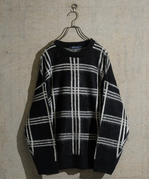 JOHN'S CLOSET(ジョンズクローゼット)の「【50】ダブルジャガード モヘアライク マルチパターン オーバーサイズ ニット(ニット/セーター・メンズ・ブラック系その他/ブラック系その他6/ホワイト系その他4/ホワイト系その他3/ブラック系その他2/ベージュ系その他2/ブラウン系その他2/ブラウン系その他5/マスタード/ベージュ/ブラック系その他3/ベージュ系その他3/ブラック系その他5/ベージュ系その他6/ホワイト系その他/ホワイト/チャコールグレー/ブラック/グレー系その他4/ワイン・LARGE/MEDIUM)」の7枚目の写真
