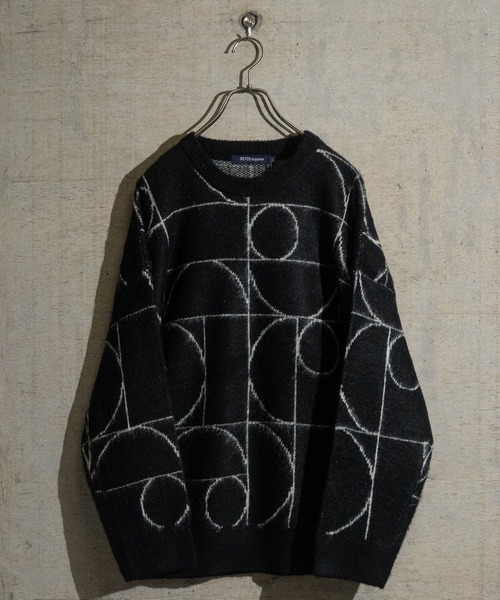 JOHN'S CLOSET(ジョンズクローゼット)の「【50】ダブルジャガード モヘアライク マルチパターン オーバーサイズ ニット(ニット/セーター・メンズ・ブラック系その他/ブラック系その他6/ホワイト系その他4/ホワイト系その他3/ブラック系その他2/ベージュ系その他2/ブラウン系その他2/ブラウン系その他5/マスタード/ベージュ/ブラック系その他3/ベージュ系その他3/ブラック系その他5/ベージュ系その他6/ホワイト系その他/ホワイト/チャコールグレー/ブラック/グレー系その他4/ワイン・LARGE/MEDIUM)」の10枚目の写真