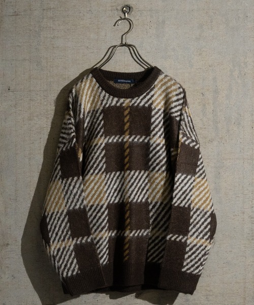 JOHN'S CLOSET(ジョンズクローゼット)の「【50】ダブルジャガード モヘアライク マルチパターン オーバーサイズ ニット(ニット/セーター・メンズ・ブラック系その他/ブラック系その他6/ホワイト系その他4/ホワイト系その他3/ブラック系その他2/ベージュ系その他2/ブラウン系その他2/ブラウン系その他5/マスタード/ベージュ/ブラック系その他3/ベージュ系その他3/ブラック系その他5/ベージュ系その他6/ホワイト系その他/ホワイト/チャコールグレー/ブラック/グレー系その他4/ワイン・LARGE/MEDIUM)」の14枚目の写真