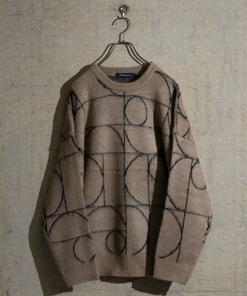JOHN'S CLOSET(ジョンズクローゼット)の「【50】ダブルジャガード モヘアライク マルチパターン オーバーサイズ ニット(ニット/セーター・メンズ・ブラック系その他/ブラック系その他6/ホワイト系その他4/ホワイト系その他3/ブラック系その他2/ベージュ系その他2/ブラウン系その他2/ブラウン系その他5/マスタード/ベージュ/ブラック系その他3/ベージュ系その他3/ブラック系その他5/ベージュ系その他6/ホワイト系その他/ホワイト/チャコールグレー/ブラック/グレー系その他4/ワイン・LARGE/MEDIUM)」の18枚目の写真