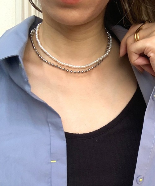 Q(キュー)の「ボール×パールマルチwayネックレス(ネックレス・レディース・シルバー・ONE SIZE)」の4枚目の写真