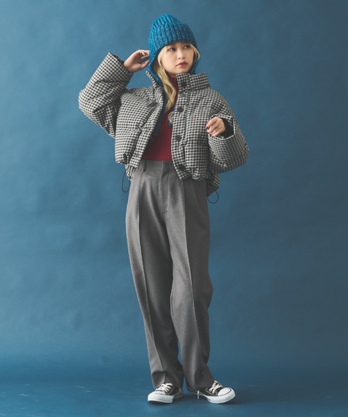 MERLOT（メルロー）の「チェックダウンジャケット（ダウンジャケット/コート・レディース・イエロー/ブラック・FREE）」の4枚目の写真