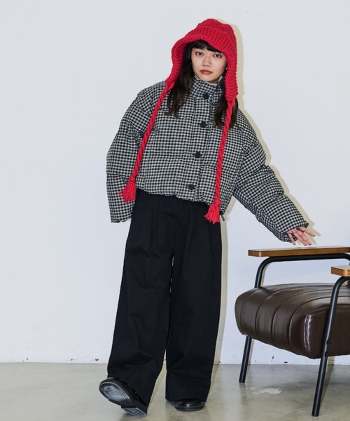 FEKETE チェック柄 ボリュームダウンジャケット