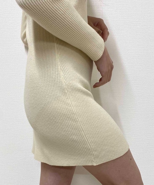 セール】Vネック タイトニットミニワンピース（ワンピース）｜NANEA