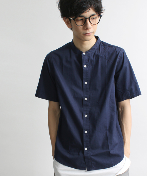 WEGO（ウィゴー）の「WEGO/バンドカラーシャツ（シャツ/ブラウス・メンズ・ネイビー/ブルー系その他/ホワイト系その他/ホワイト・LARGE/MEDIUM）」の3枚目の写真