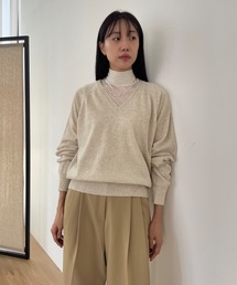 ウールブレンド ルーズ Vネック ニット