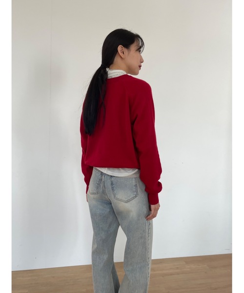 Didot.showroom（ディドット ショールーム）の「ウールブレンド ルーズ Vネック ニット（ニット/セーター・レディース・レッド/オートミール/パープル/グレー/ベビーピンク/ブラック/ラベンダー・FREE）」の18枚目の写真