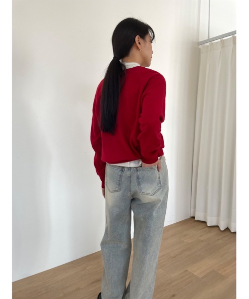 Didot.showroom（ディドット ショールーム）の「ウールブレンド ルーズ Vネック ニット（ニット/セーター・レディース・レッド/オートミール/パープル/グレー/ベビーピンク/ブラック/ラベンダー・FREE）」の20枚目の写真