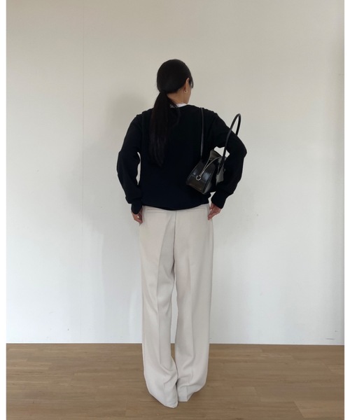 Didot.showroom（ディドット ショールーム）の「ウールブレンド ルーズ Vネック ニット（ニット/セーター・レディース・レッド/オートミール/パープル/グレー/ベビーピンク/ブラック/ラベンダー・FREE）」の12枚目の写真