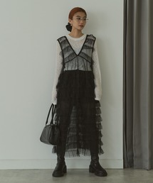 チュールレイヤーロングビスチェ