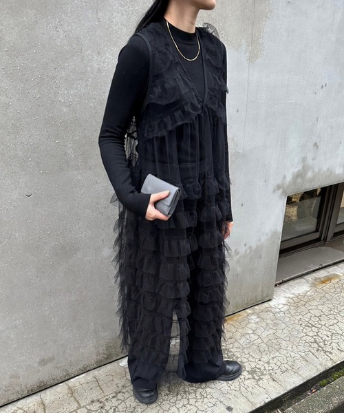 LIENCOEUR(リアンクール)の「チュールレイヤーロングビスチェ(タンクトップ・レディース・グレー/ブラック・FREE)」の21枚目の写真